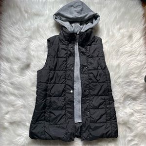 Arizona Jean Co Black Puffer Vest with Hoodie Black Gray Y2K Outdoor Activewear